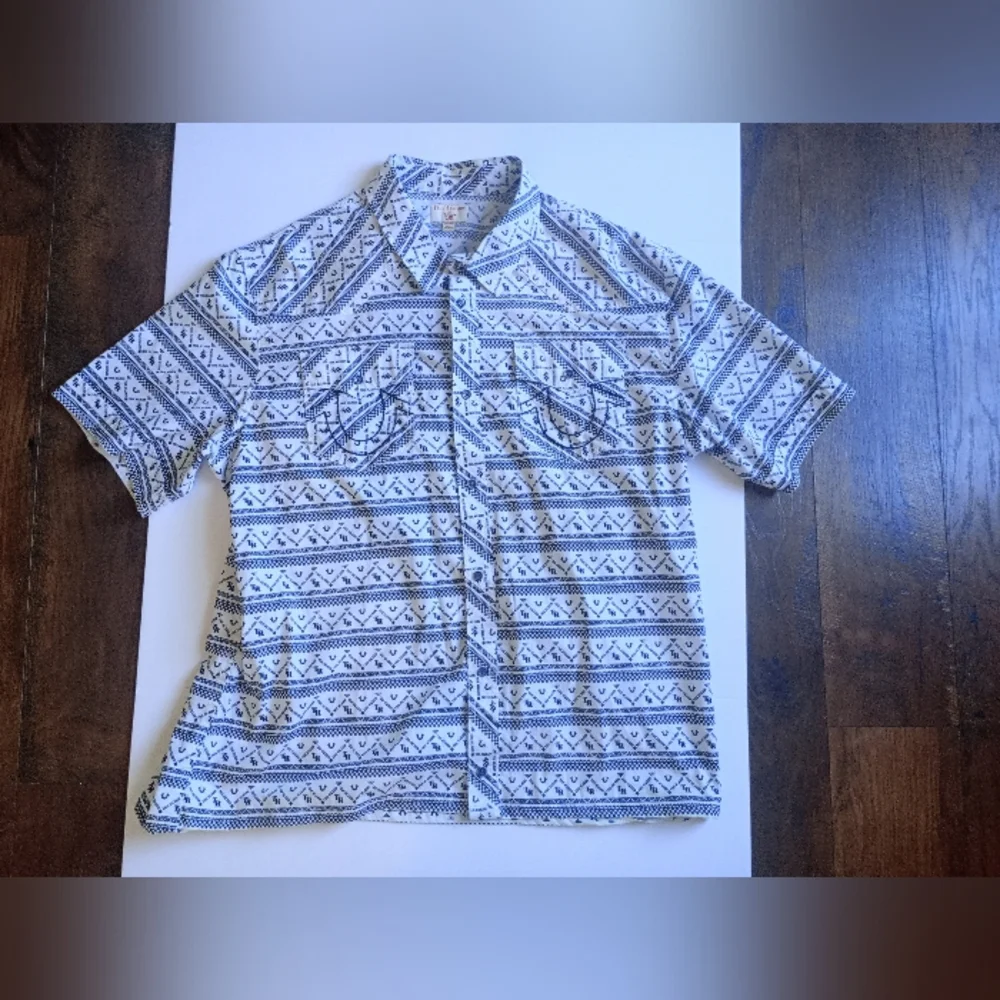 True Religion Men's Black Patterned Short Sleeve Button Down Shirt 3XL